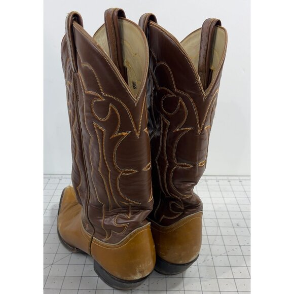 Vintage Tony Lama Cowboy Boots Men's Sz. 8.5 D Brown Leather Western Style - Picture 12 of 16